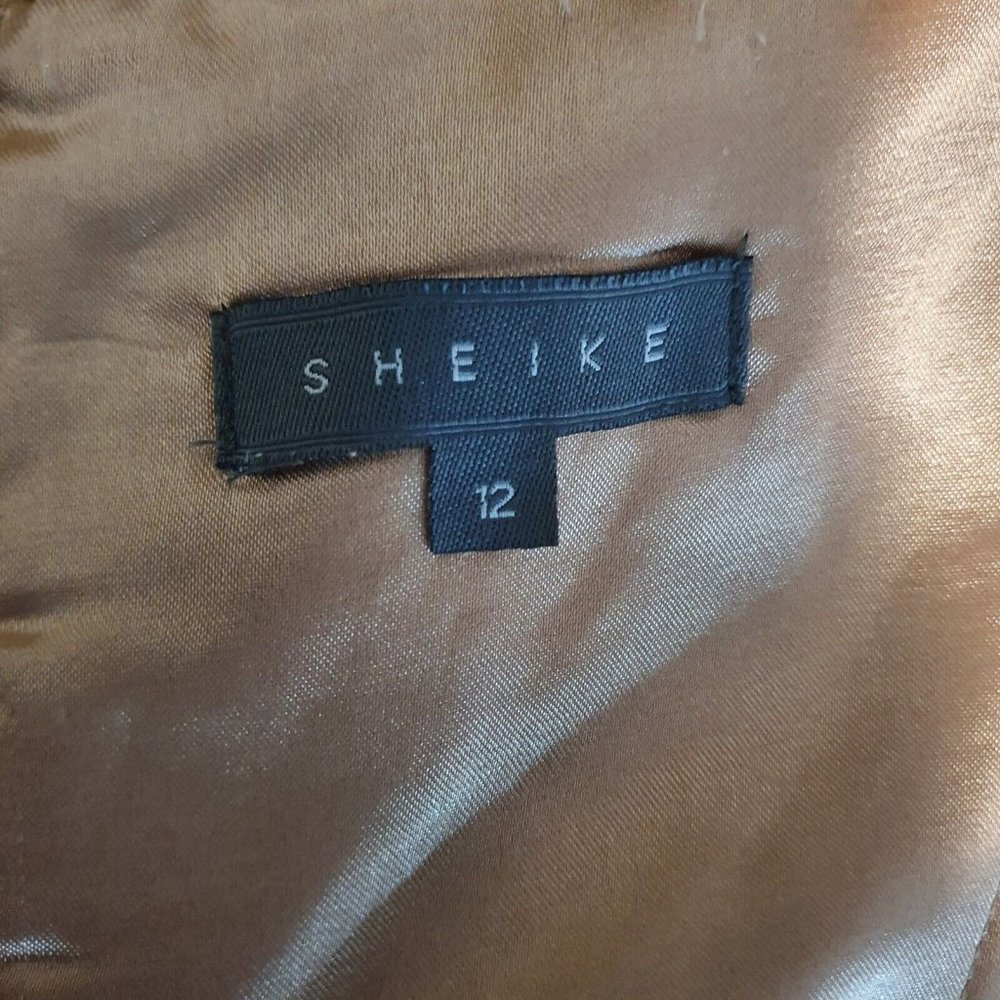 SHEIKE cocktail Dress camel nude Suede Sze 12 pencil split strappy gorgeous - Picture 7 of 8